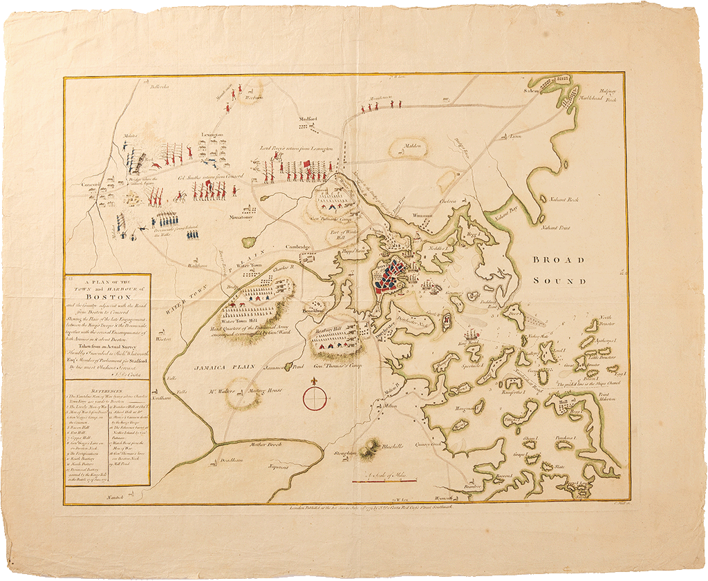 The earliest-known map of the initial battles of the American Revolution